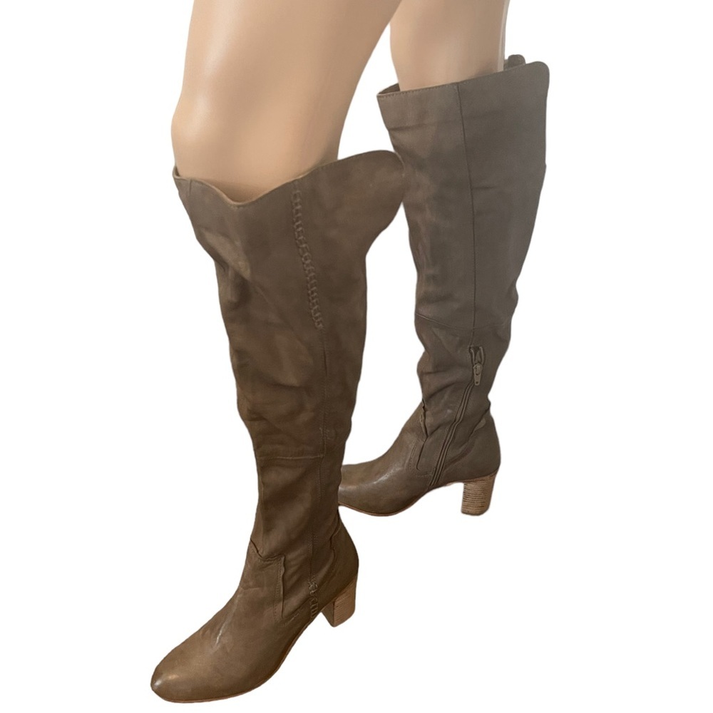Free People Jack Grey Leather Over-the-Knee Boots 40 US 9.5 New Boho Tall Heel - Picture 5 of 9